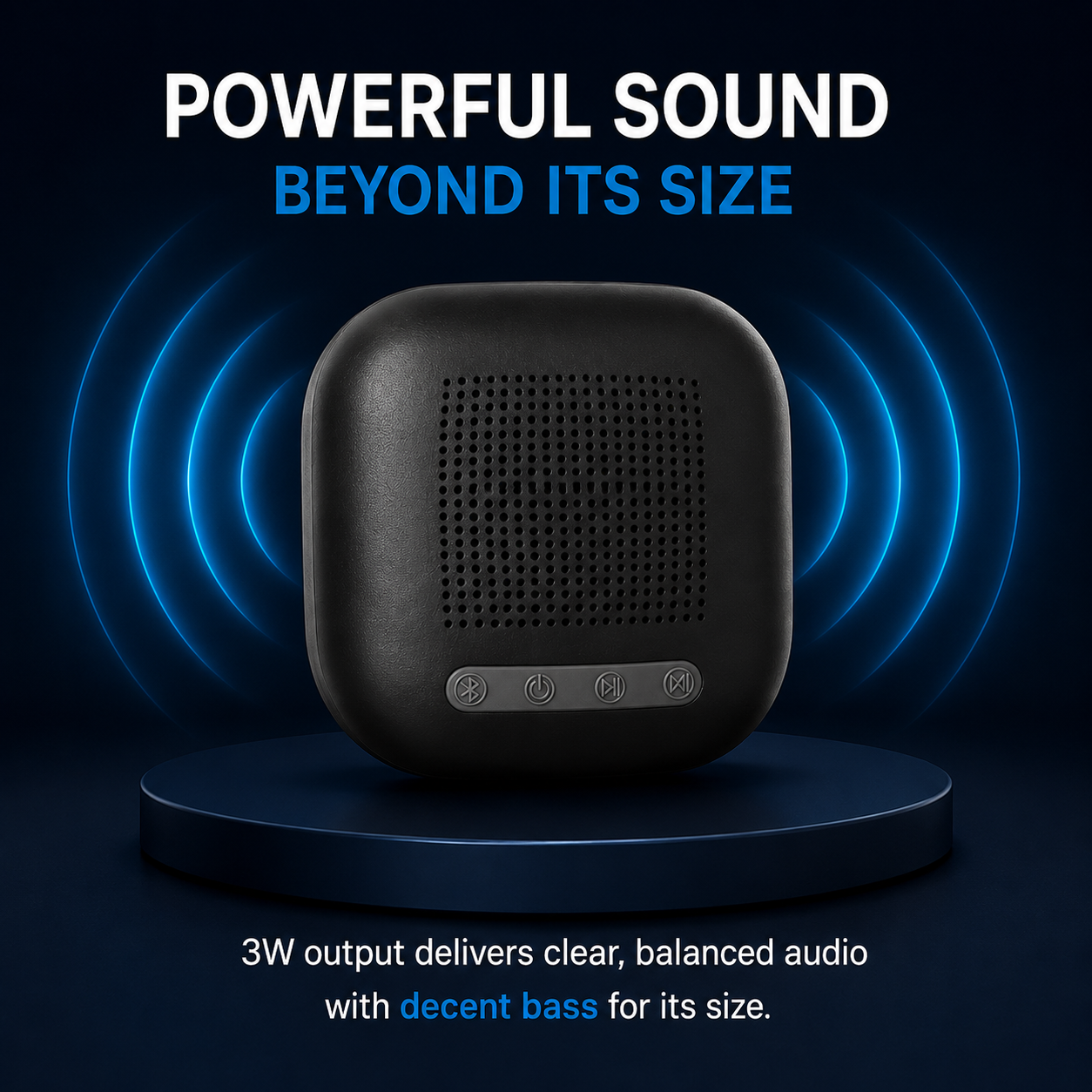 SoundCube Mini Wireless Bluetooth Speaker | 3W Clear Sound | 6+ Hours Playtime | Portable Compact Design | Easy Controls | Black