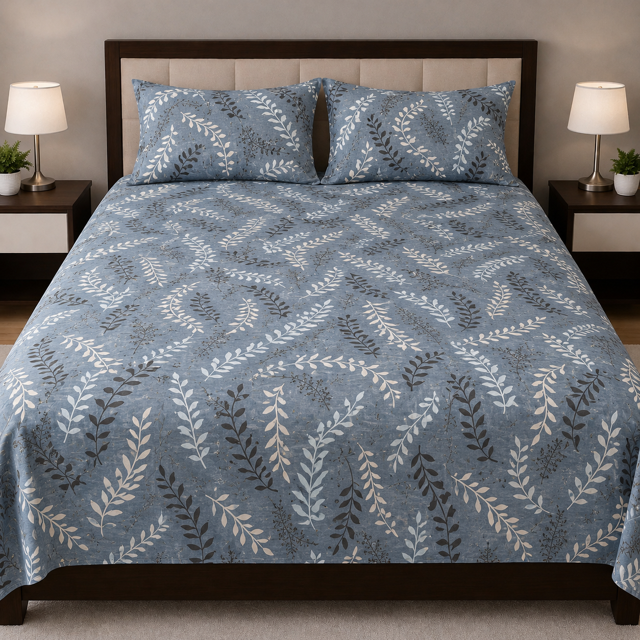 Soft Polycotton Double Bedsheet with 2 Pillow Covers – 88x88 Inches | Lightweight, Breathable & Durable for Daily Use