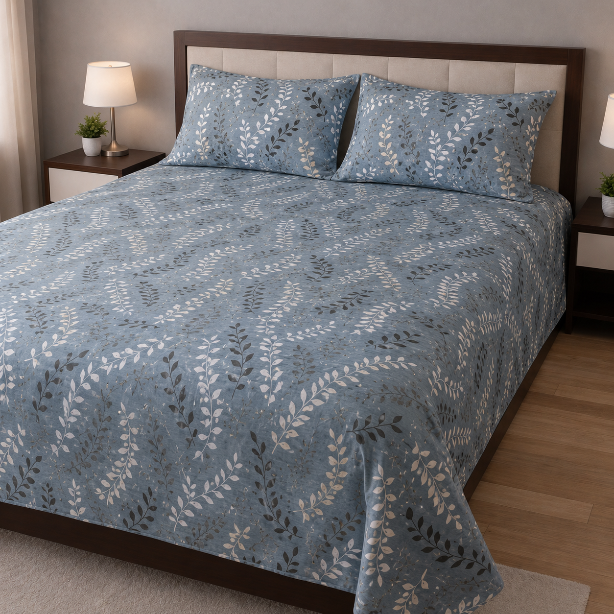 Soft Polycotton Double Bedsheet with 2 Pillow Covers – 88x88 Inches | Lightweight, Breathable & Durable for Daily Use