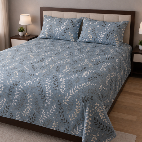 Soft Polycotton Double Bedsheet with 2 Pillow Covers – 88x88 Inches | Lightweight, Breathable & Durable for Daily Use