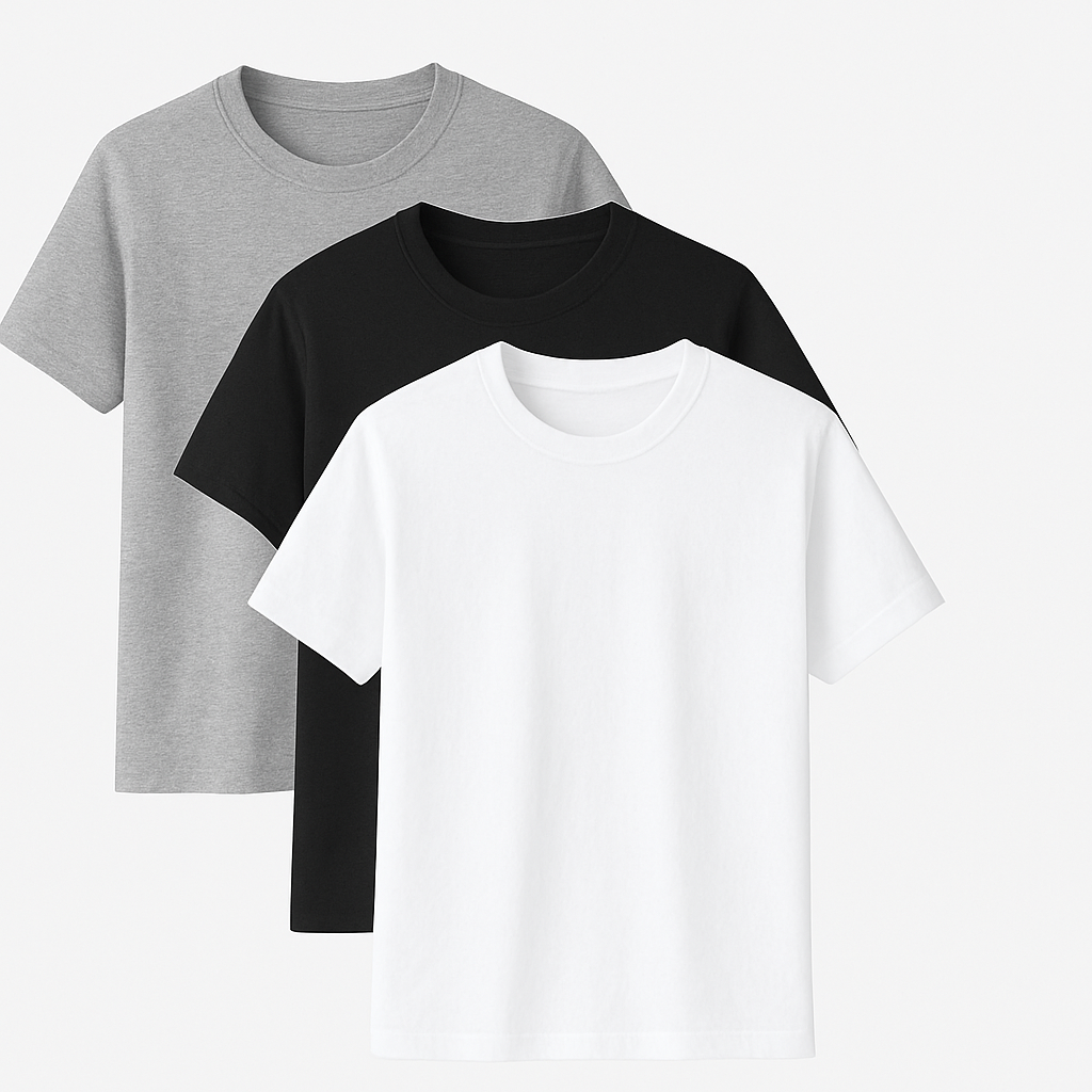 Heganwalk Grey, White and Black Pack Of 3 Classic T-Shirt