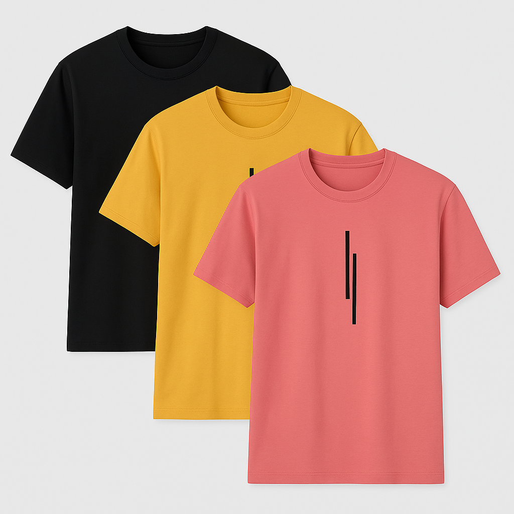 Round Neck Printed T-Shirts - Pack of 3