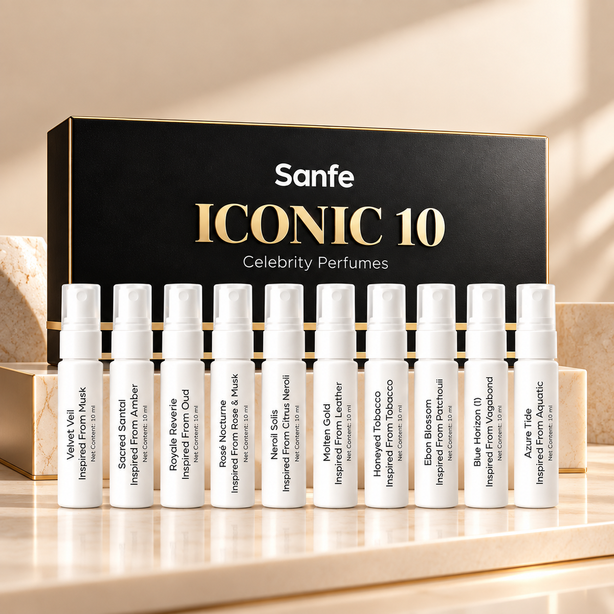 Sanfe ICONIC10 Celebrity-inspired Perfumes - Set of 10 x 10ml
