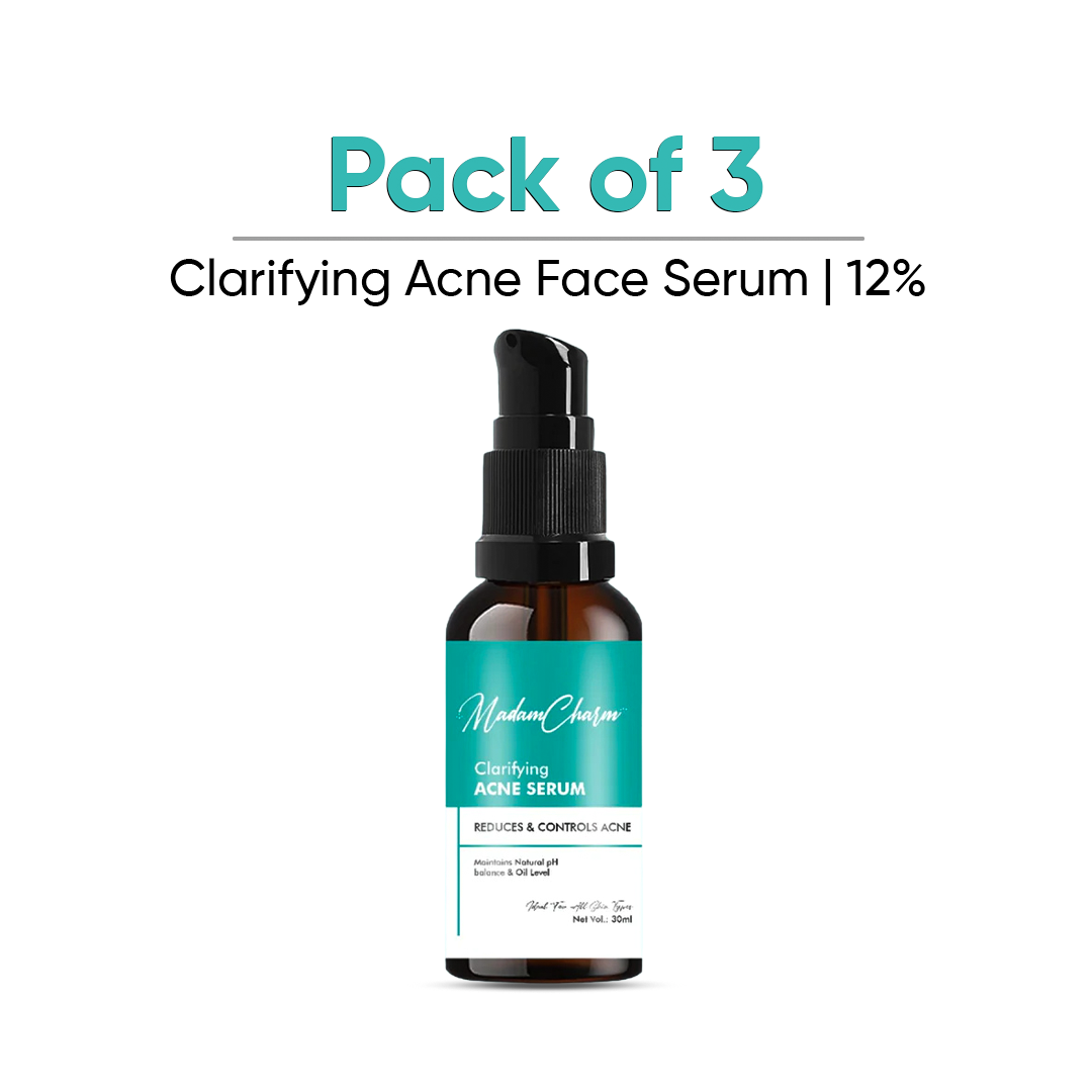 (Pack of 3) Clarifying Acne Face Serum | 12% Niacinamide Serum for Acne | Pigmentation & Oily Skin | 30 ML