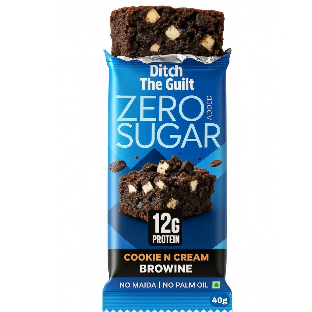 Cookie and Cream Protein Brownie • 12g Protein • Sugar Free & High Protein - 40g