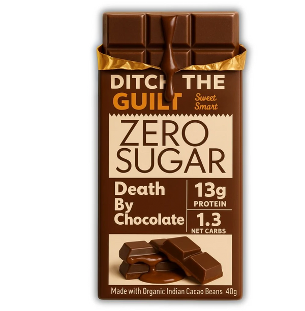 Death By Chocolate • 13g Protein • Sugar Free Dark Chocolate • 40g bar