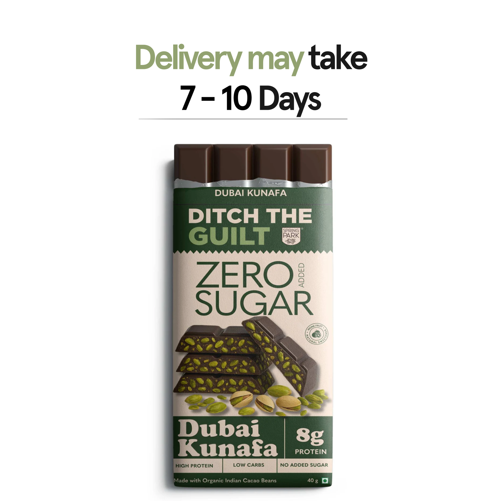 Dubai Kunafa - Sugar Free Dark Protein Chocolate  - High Protein  - 40g