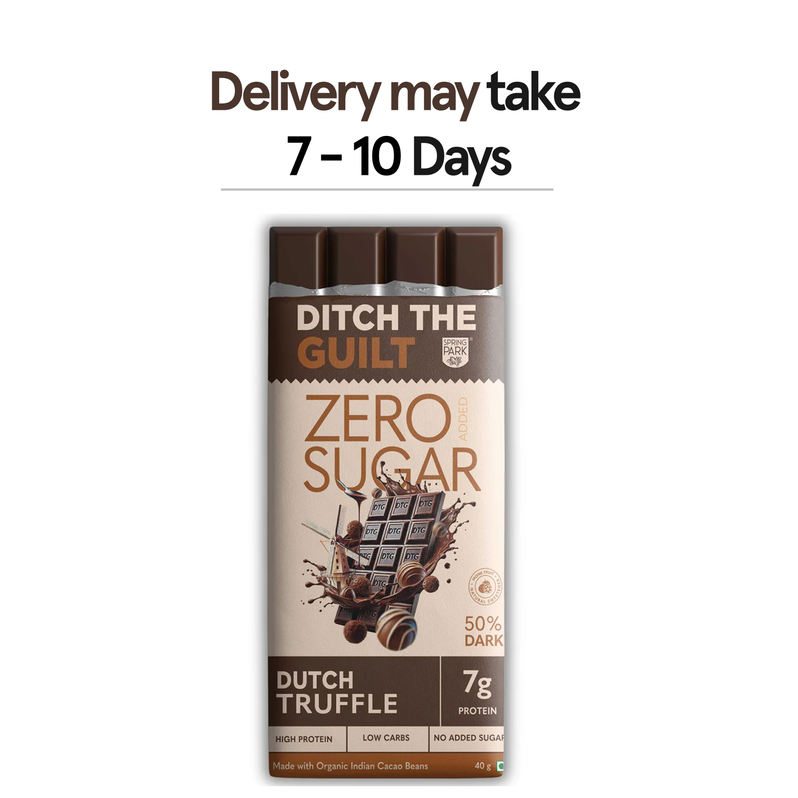 Dutch Truffle | Zero Sugar | Dark Protein Chocolate | High Protein | 40g