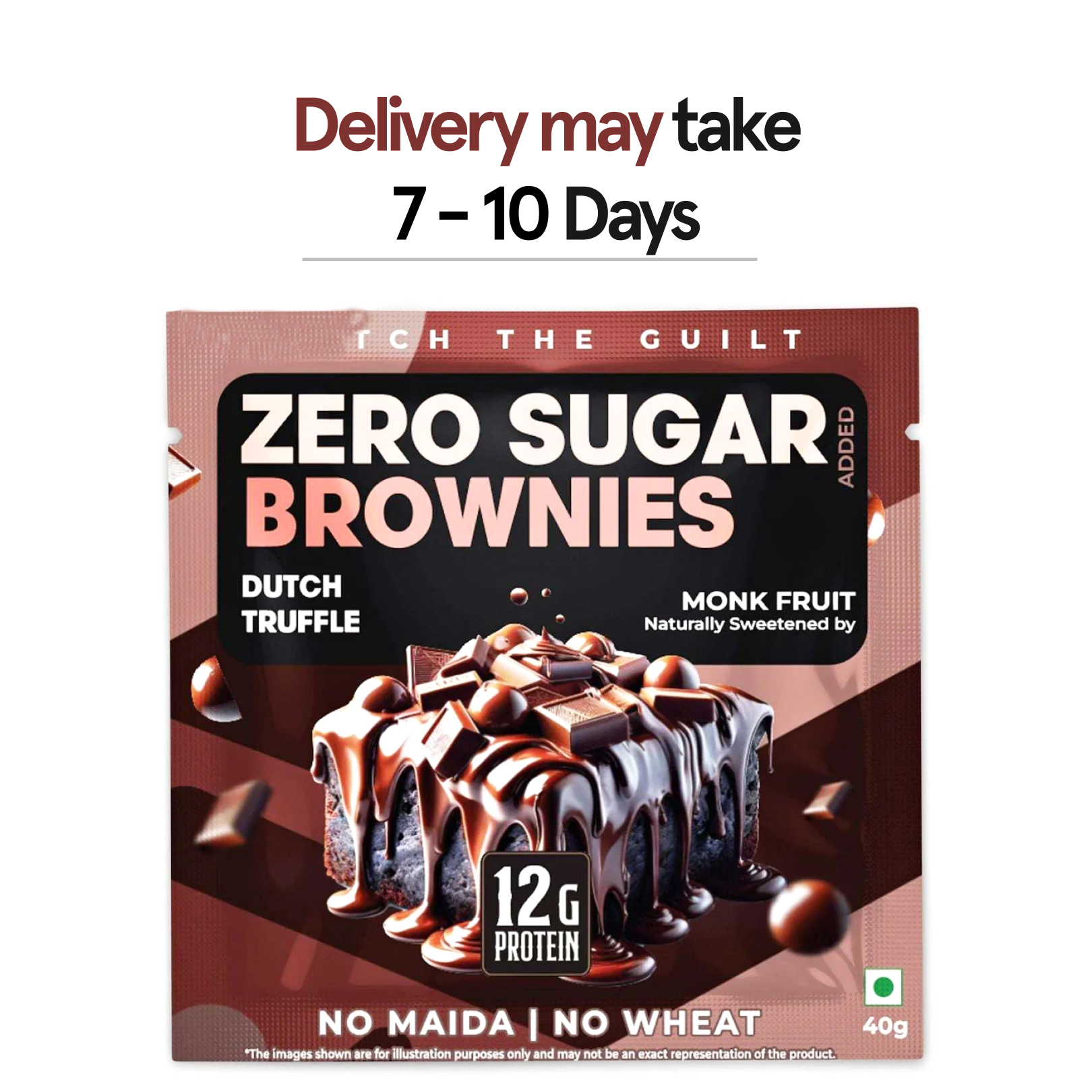 Dutch Truffle Chocolate  Protein Brownie - Sugar Free & High Protein, Low Net Carbs - 60g