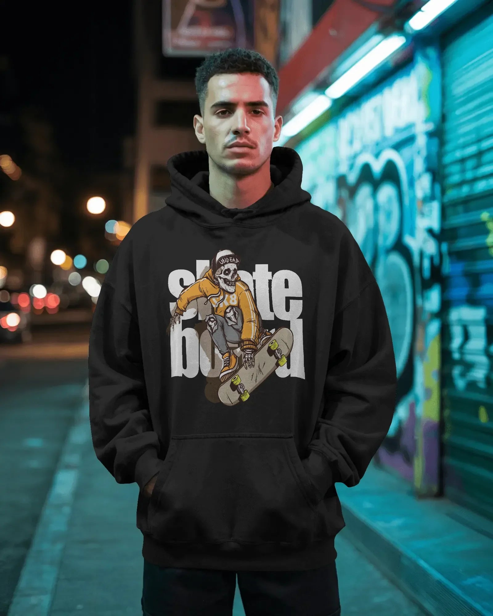 Buy Mercury X “Skull Skateboard” 300 GSM Premium Fleece Hoodie – High ...