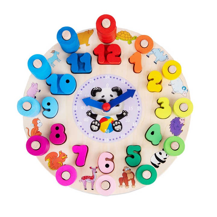 Buy Wudly - Wooden Number Counting Learning Clock, Time Clock Learning ...