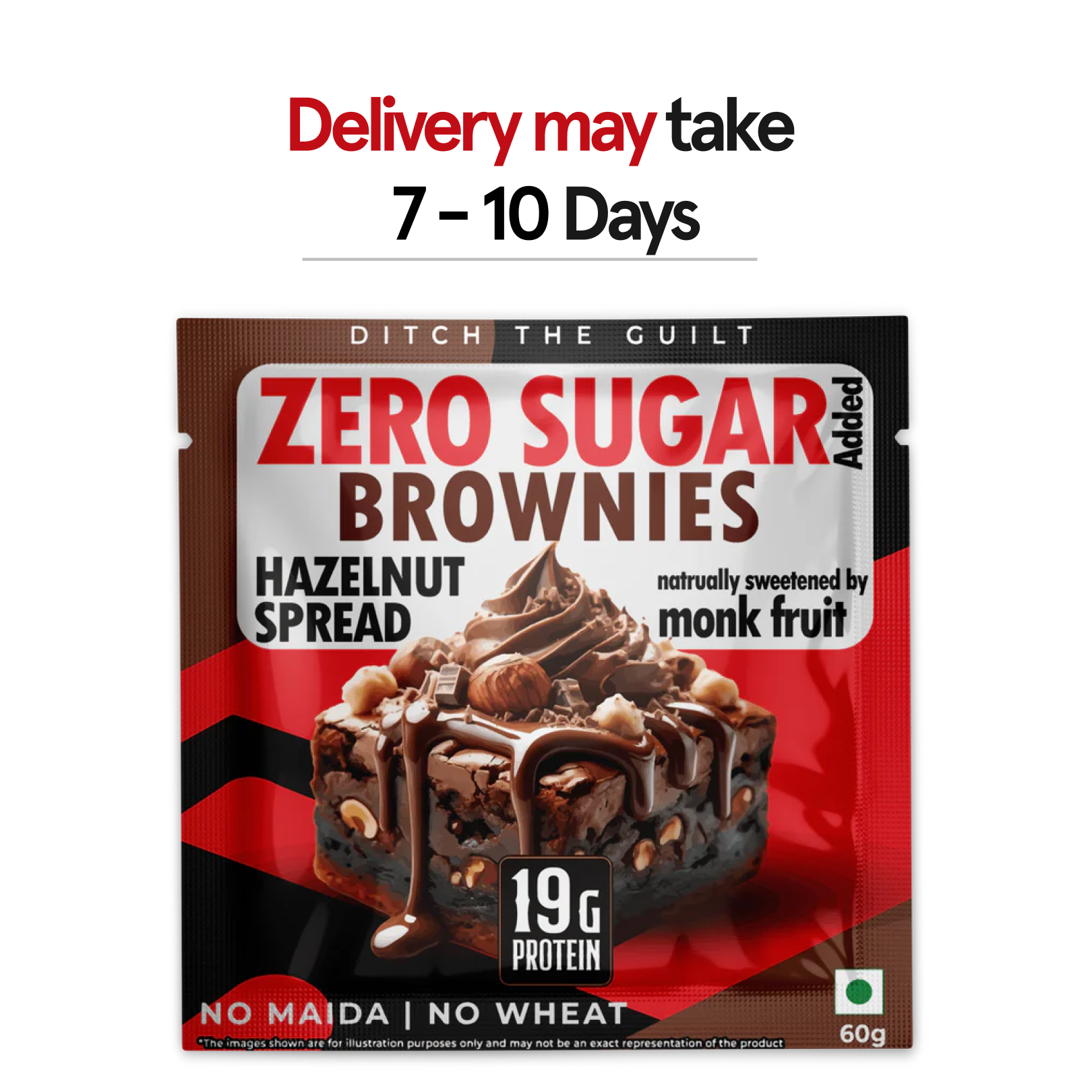 Hazelnut Spread  Protein Brownie - Sugar Free & High Protein, Low Net Carbs - 60g