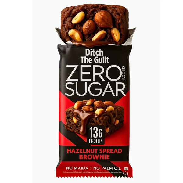 Hazelnut Spread Protein Brownie • 13g Protein • Sugar Free & High Protein • 40g