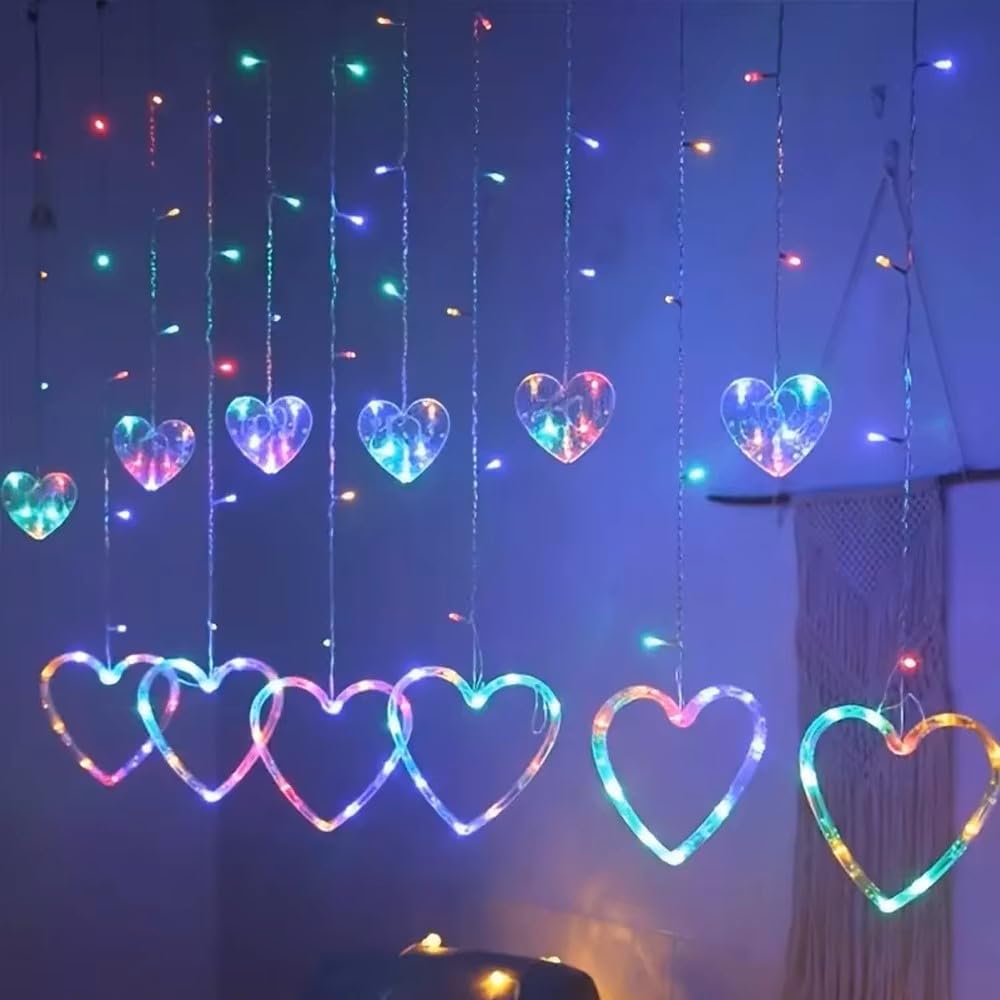Buy Heart-Shaped LED Curtain Lights Fairy Lights String Lights in India ...