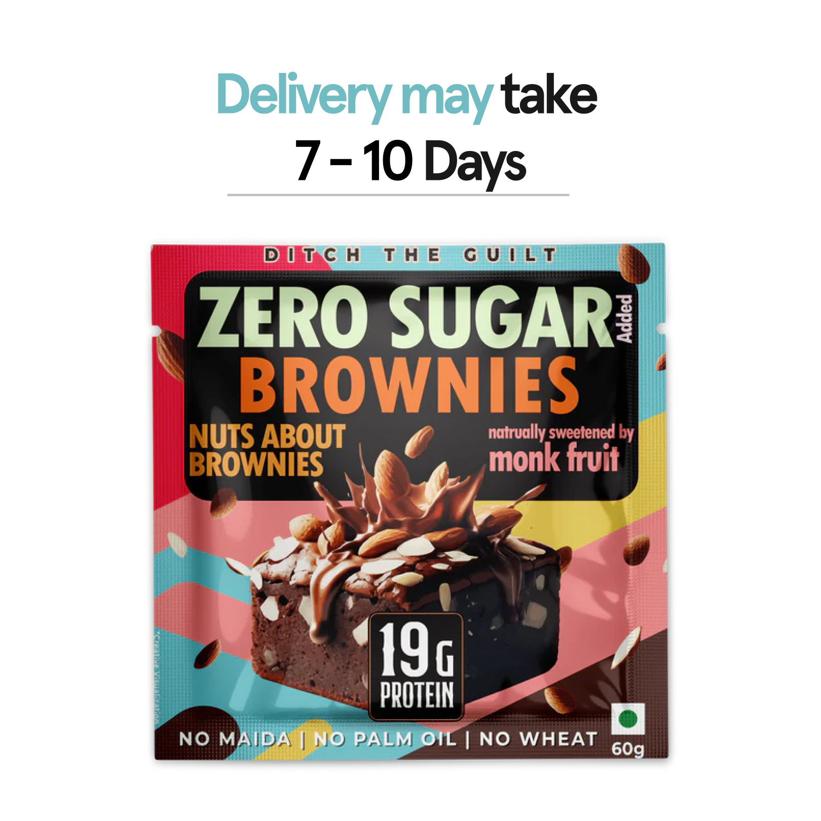 Nuts about Brownies Protein Brownie - Sugar Free & High Protein, Low Net Carbs - 60g
