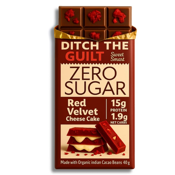 Red Velvet Cheese Cake • 15g Protein • Sugar Free Dark Chocolate • 40g bar