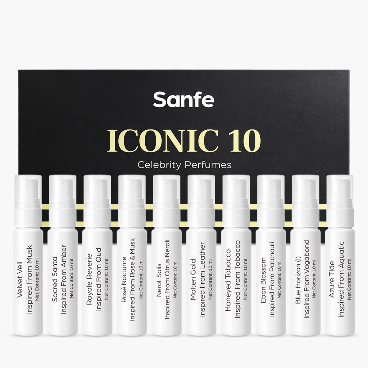 Sanfe ICONIC10 Celebrity-inspired Perfumes - Set of 10 x 10ml
