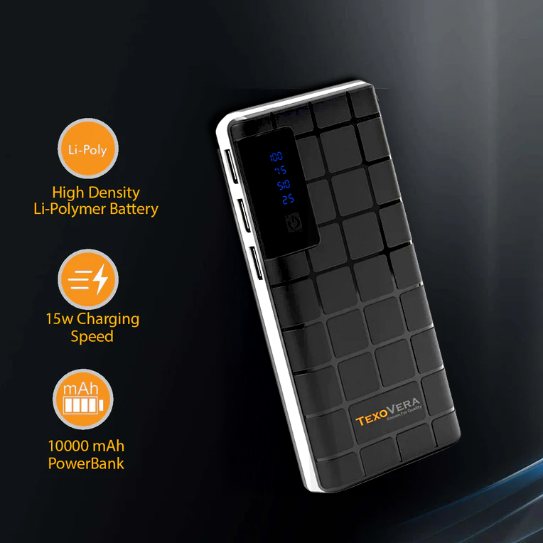 10000 mAh 15W Power Bank With LED Battery Display (6 Month Warranty)