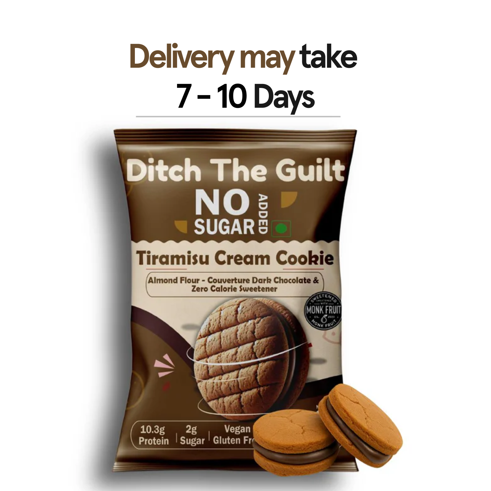 Tiramisu Cookie I Almond Flour Cookie I  Zero Sugar Added I 10.3g Protein I 2g Natural Sugar - 60g