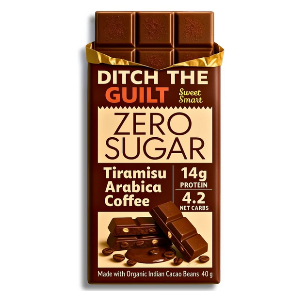 Tiramisu Coffee • 14g Protein • Sugar Free Dark Chocolate • 40g bar