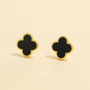 Four Leaf Clover Black Anti Tarnish Earring