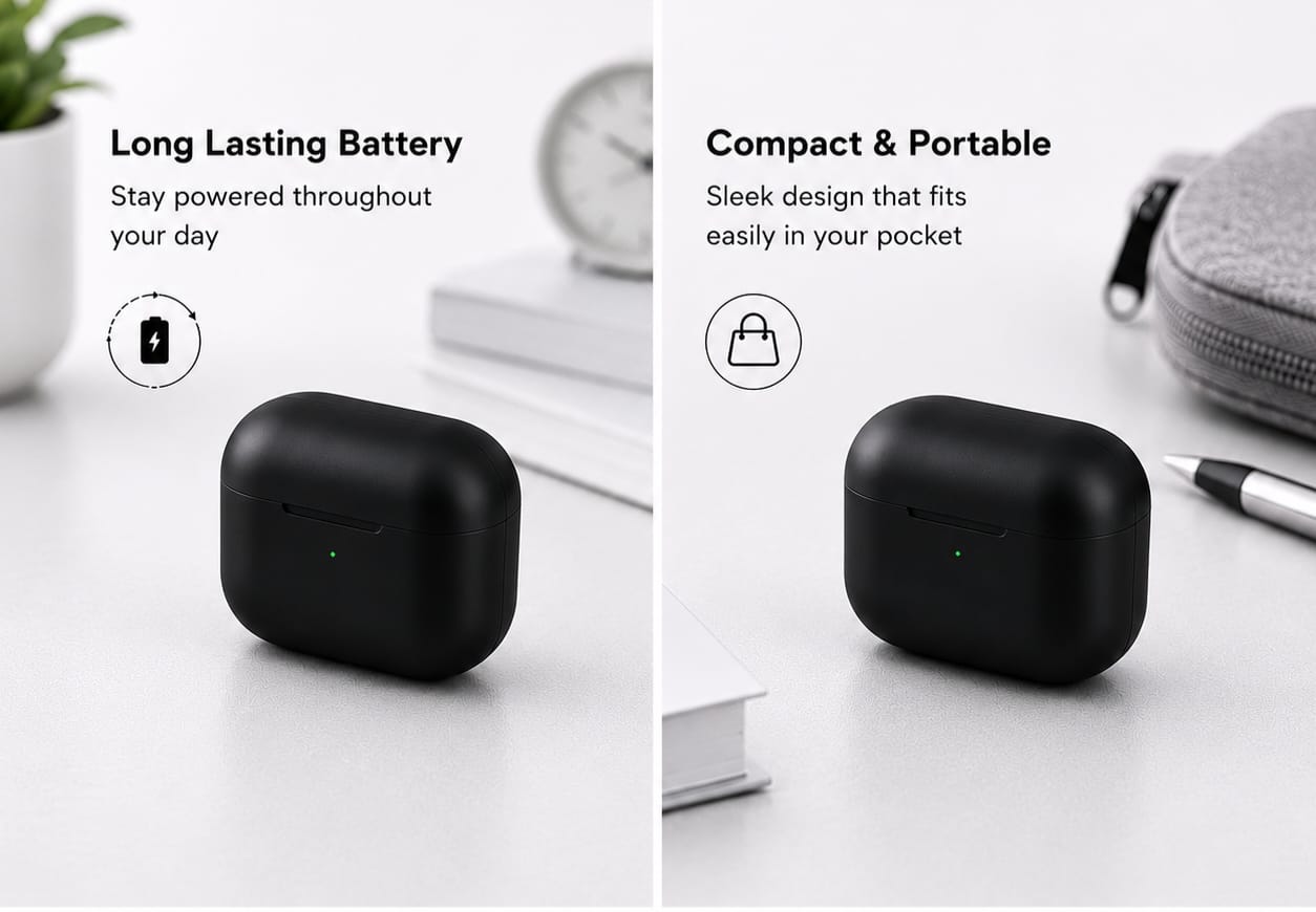 PodX True Wireless Earbuds | Deep Bass Sound, Bluetooth 5.0, HD Calling, Touch Controls | Long Hours Playtime | Black
