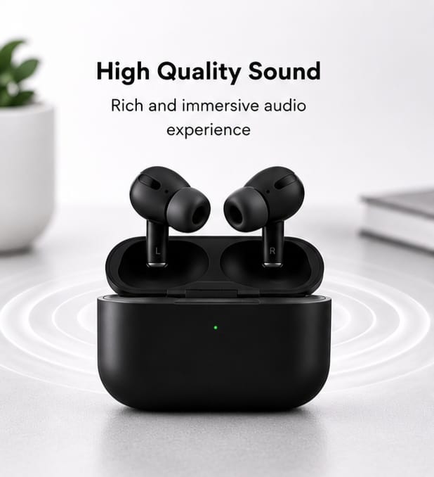 PodX True Wireless Earbuds | Deep Bass Sound, Bluetooth 5.0, HD Calling, Touch Controls | Long Hours Playtime | Black