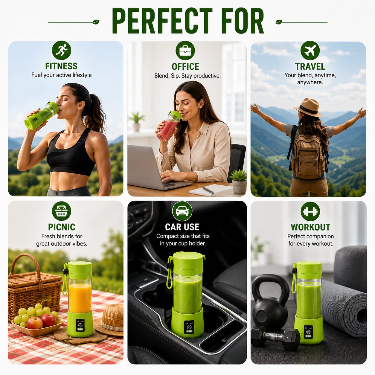 Multi Blade Mini Juicer & Smoothie Maker – 380ML USB Rechargeable | Shakes, Juice & Protein | Lightweight for Travel | Assorted Colours