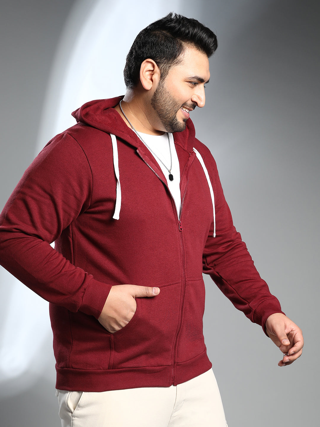 Ameri♡ VOLUME GATHERED ZIP UP HOODIE WARM_UP_ZIP_HOODIE_244J443_WHI