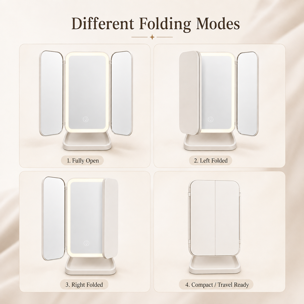 Multifold LED Makeup Mirror