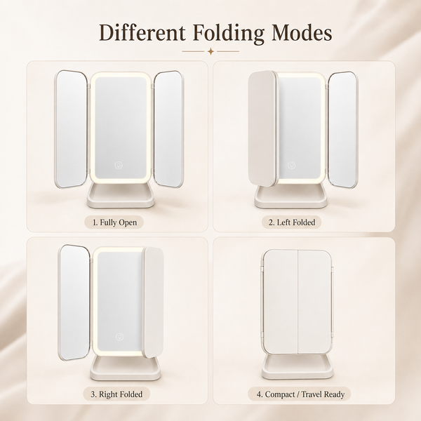 Multifold LED Makeup Mirror