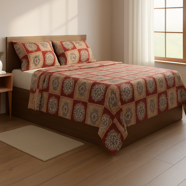 Double Bedsheet With 2 Pillow Covers