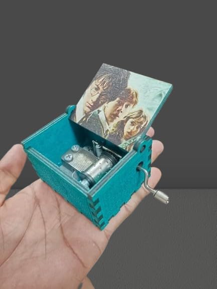 Buy HP- All Characters Blue Color Wooden Vintage Hand Crank Music Box ...