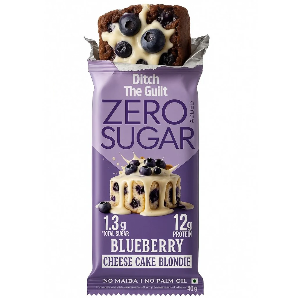 Blueberry Cheese Cake Protein Brownie • 12g Protein • Sugar Free & High Protein • 40g
