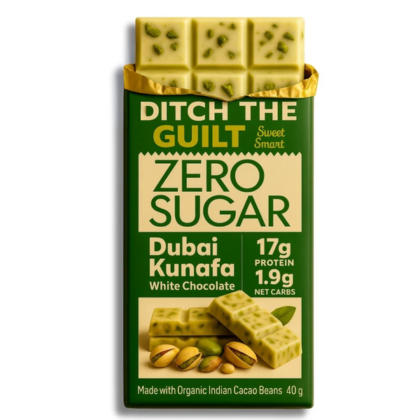 Dubai Kunafa Cheese Cake • 17g protein • Sugar Free Dark Chocolate • 40g bar