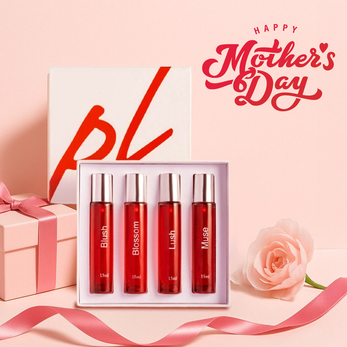 Mother's Day Gift Set - Four Fresh & Floral Perfumers for Mom | 15ml X 4 Bottles
