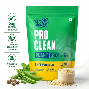 Yogabar 500g Pro Clean Plant Protein | Unflavoured | 28g Protein per Serving | Clean & Natural Plant Blend