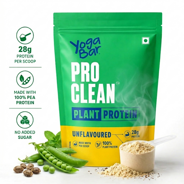 Yogabar 500g Pro Clean Plant Protein | Unflavoured | 28g Protein per Serving | Clean & Natural Plant Blend